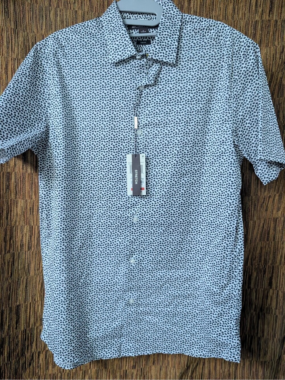 Michael Kors Men's Slim Fit Short Sleeve Button-Up Shirt Small
